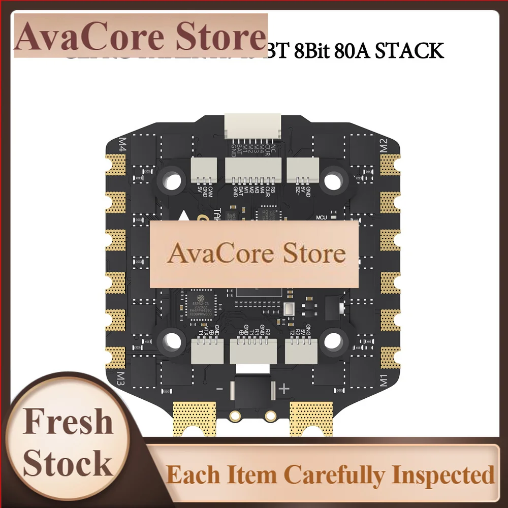 AvaCoreGEPRC TAKER H743 BT 8Bit 80A Stack with 5V 3A+12V 2.5A Dual Independent BEC for FPV Drone Assembly Accessories for Air Un