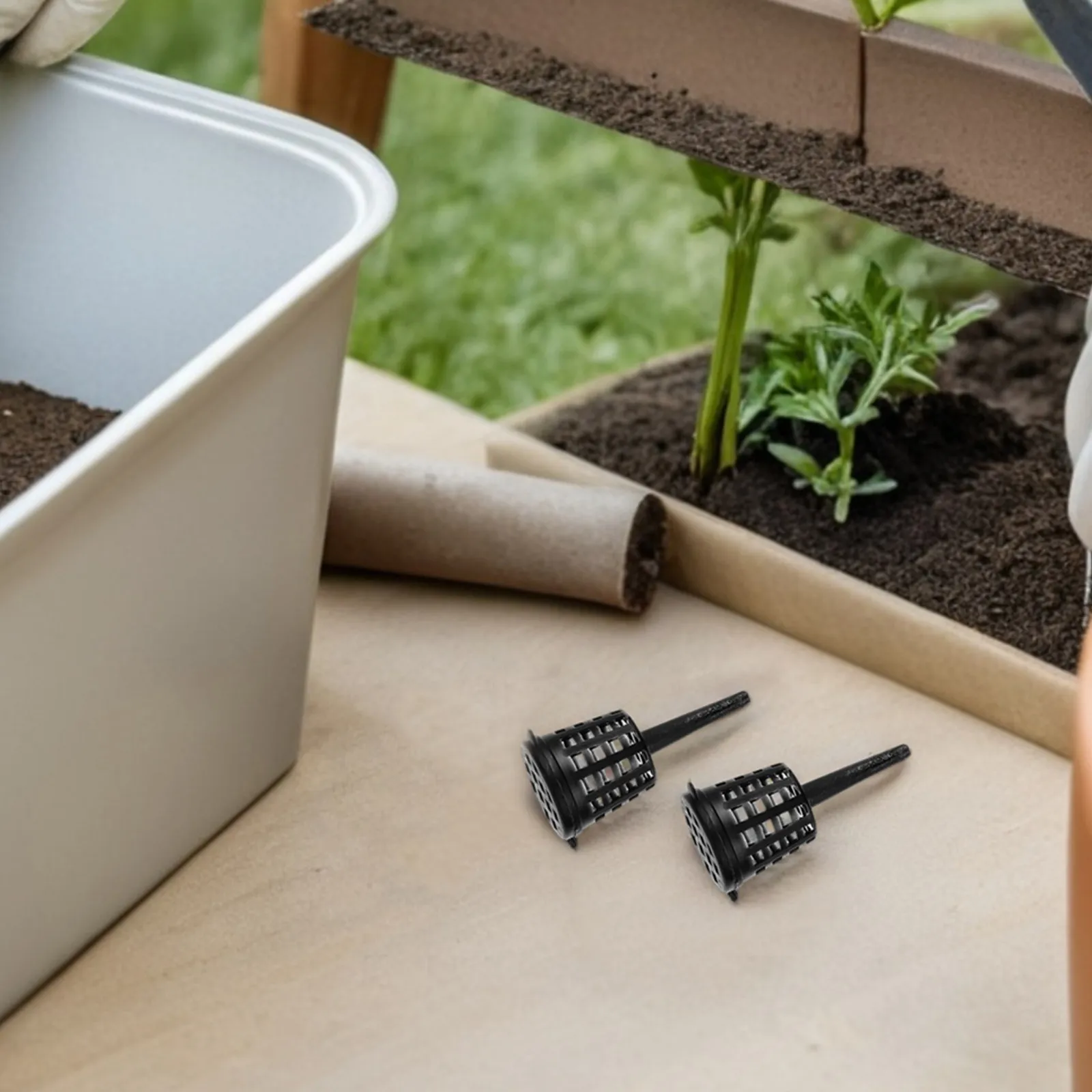180Pcs Bonsai Fertilizer Basket Compact Plastic Fertilizer Container Lid for Aquarium Water Plants Gardening