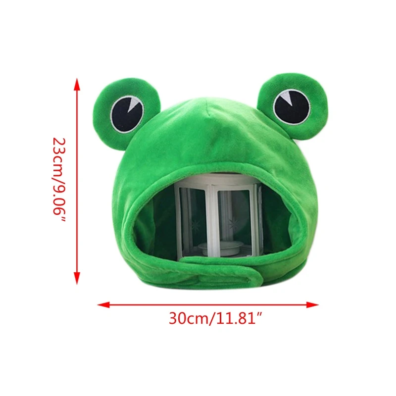 Q0KE  Plush for FROG Hat Green Scarf Cap Earflap Soft Winter Warm Ski Full Headgear for Women Men Novelty Cosplay Costume