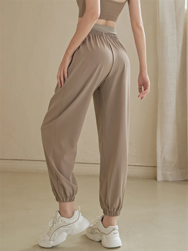 

Женские брюки для йоги с высокой талией, осенне-зимние, для фитнеса и бега, быстросохнущие, с эффектом подтяжки живота, свободного кроя, повседневные спортивные брюки