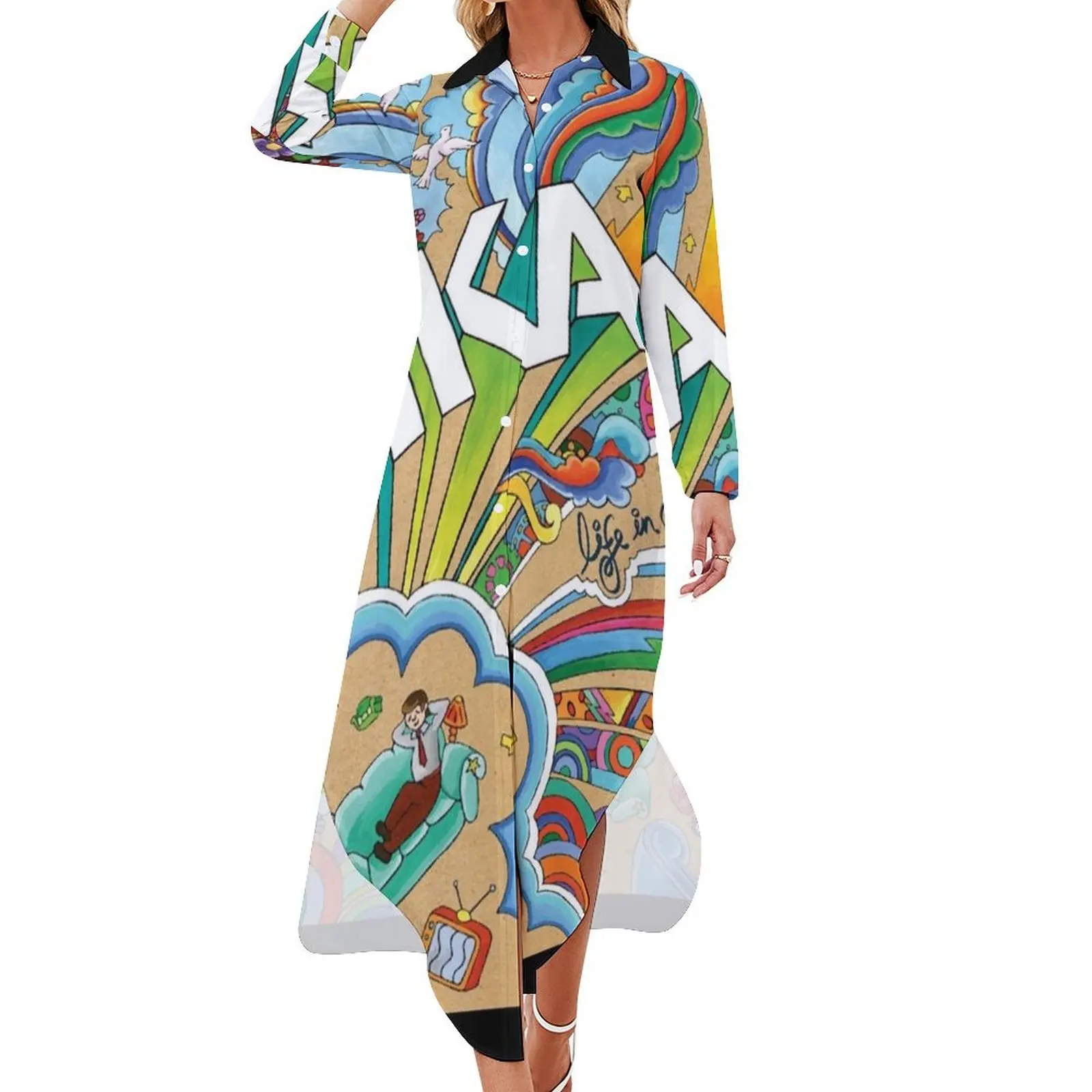 

Mika life in cartoon motion Long Sleeved Shirt Dress dress party evening elegant luxury celebrity Evening dresses