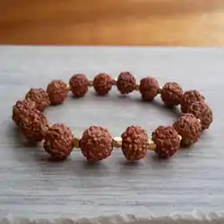 8mm Natural Rudraksha gemstone beads 18k gold Bracelet Custom Adjustable Contemporary Durable Artisan Classic Handmade Fabric