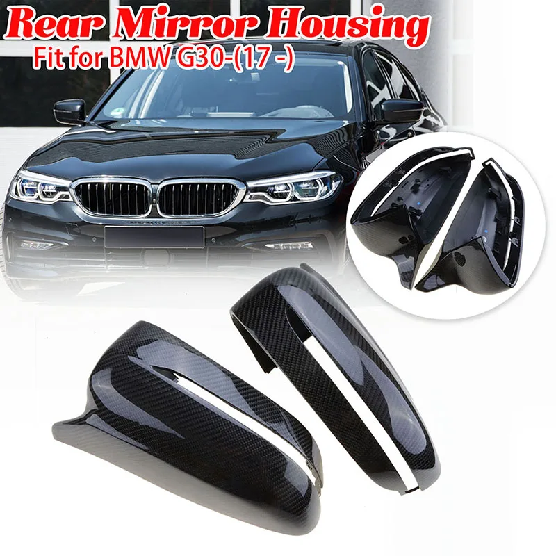 

2x Rearview Side Mirror Cover Wing Cap Exterior Door Rearview Case Trim For BMW 5 Series G30 G38 2017-2020 Real Carbon Fibre