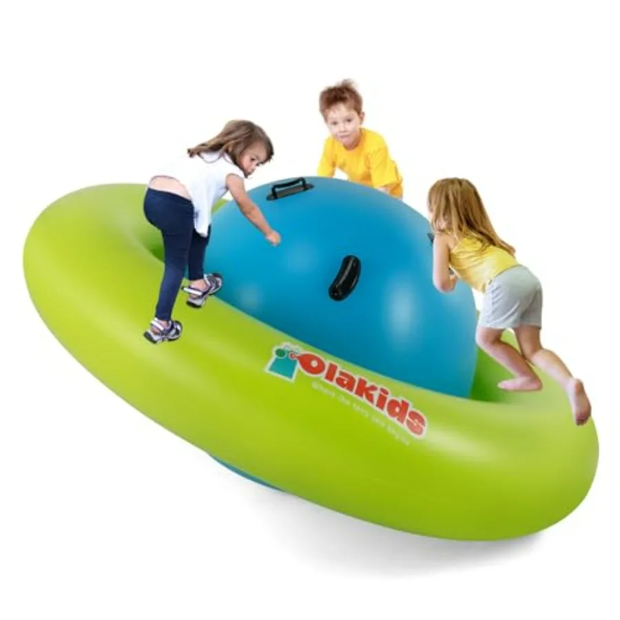 

8FT Inflatable Dome Rocker Bouncer Outdoor Giant Roll and Play Seesaw Rocker with 6 Secure Handles Blue Durable PVC Material Ma
