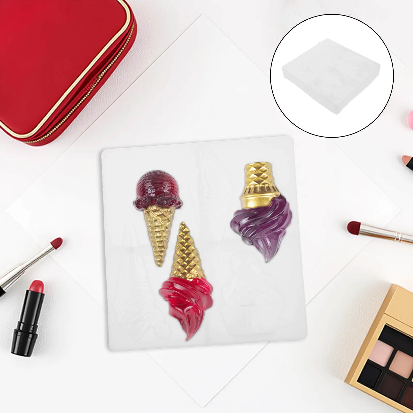 

Silicone Ice Cream Mold DIY for Resin Soap Crafting Versatile Mold for Scented Candles Chocolate Art Projects