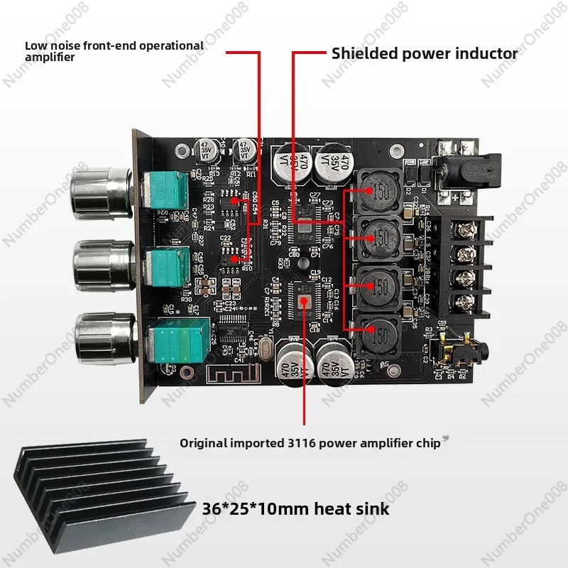 

Обновленная плата усилителя ZK-1002T Bluetooth 5.0 с управлением через приложение, 100 Вт*2, с регулировкой низких и высоких частот и выходом на сабвуфер