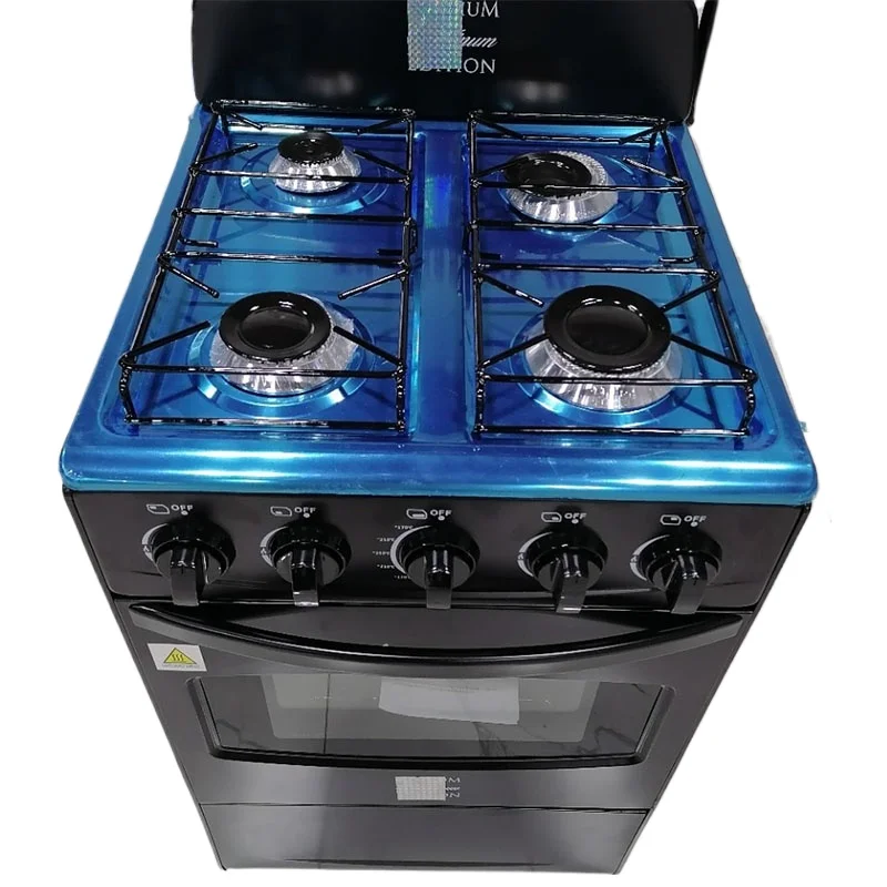 4 Burners Freestanding Integrated Gas Cooker with Oven Stainless Steel Gas Range Stove for Home & Commercial Kitchen Customized