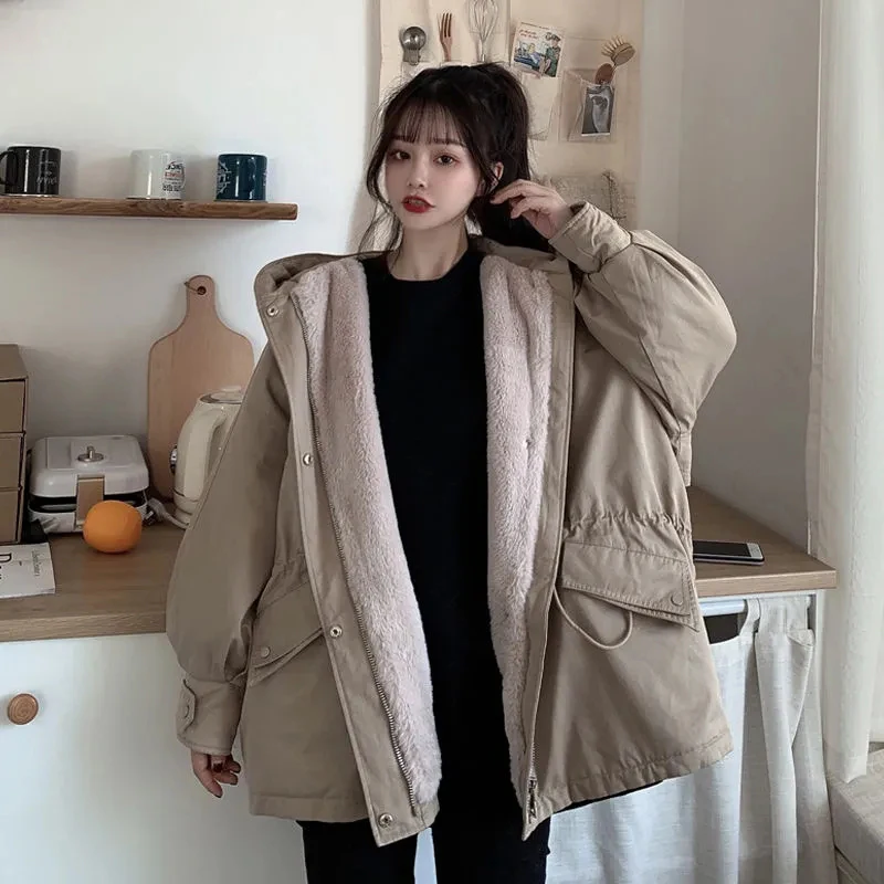 Winter Thick Warm Parkas Coats Women Y2K Fashion Loose Streetwear Puffer Jacket Female Korean All Match Plush Outerwear New