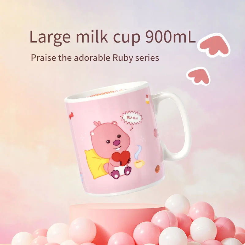 MINISO Loopy Large Capacity Milk Cup 900mL Girl Cute Cartoon Water Cup Ceramic Cup Coffee Cup Couple Cup Drinking Cup