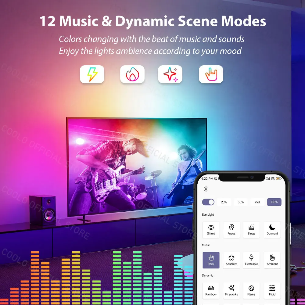 COOLO Ambient TV podświetlenie LED z aparat telefoniczny taśmą LED do synchronizacji aplikacji, synchronizacja kolorów z ekranem działa ze