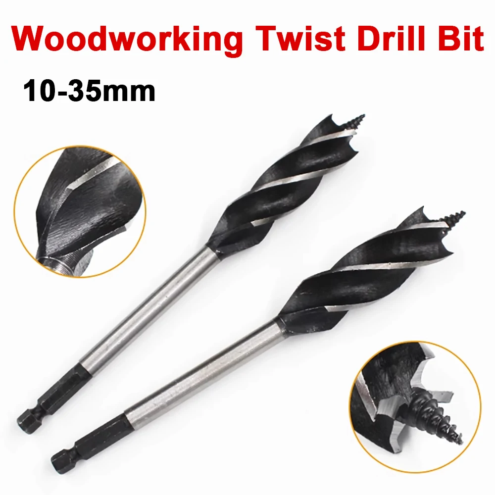 

10-35mm Woodworking Twist Drill Bit Set Long Four-slot Four-blade Woodworking tools Hole Opene For Door Lock Wood Slotting Tools