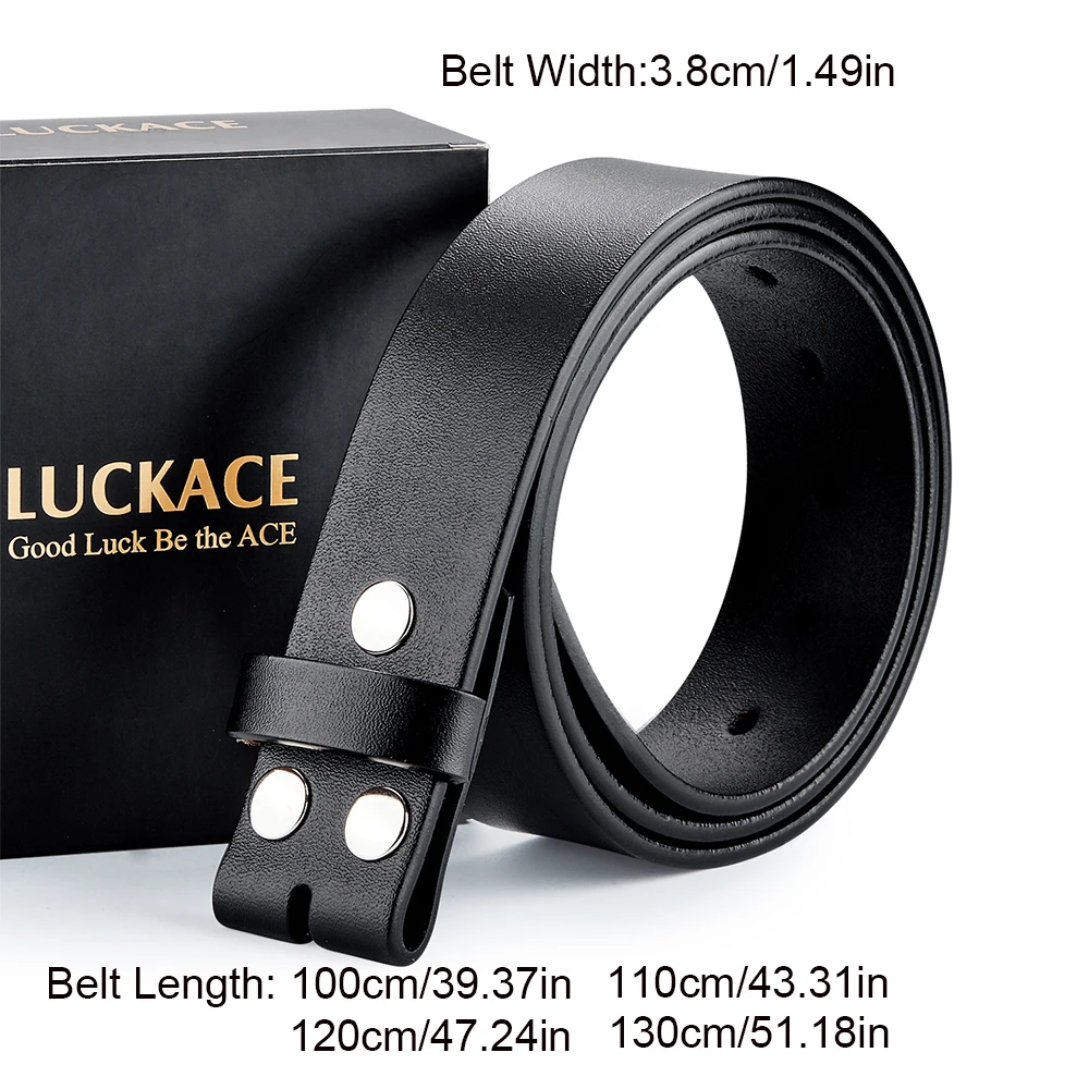 LUCKACE Genuine Leather Belts for Men Business Great Quality Belt Body 3.8cm Width No Buckle