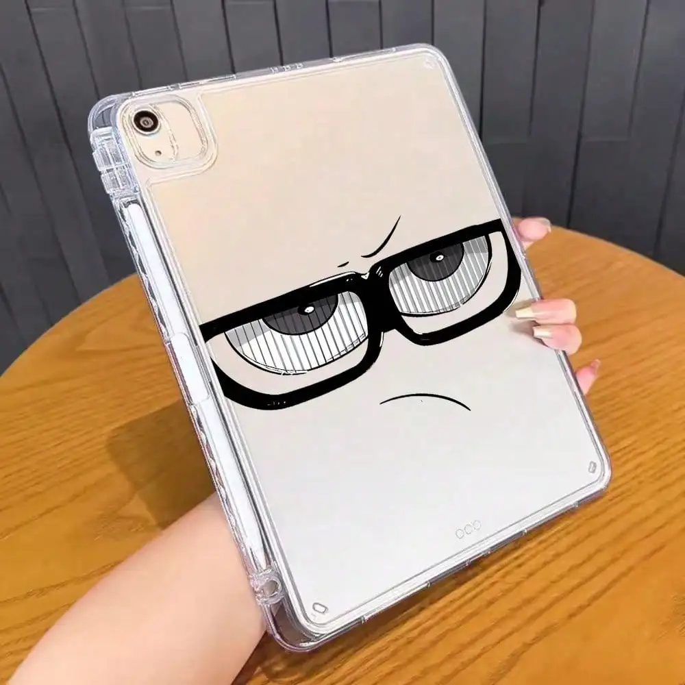 

Прозрачный защитный чехол в мультяшном стиле с выразительным дизайном глаз, отсеком для ручки, ультратонкий, устойчивый к царапинам.