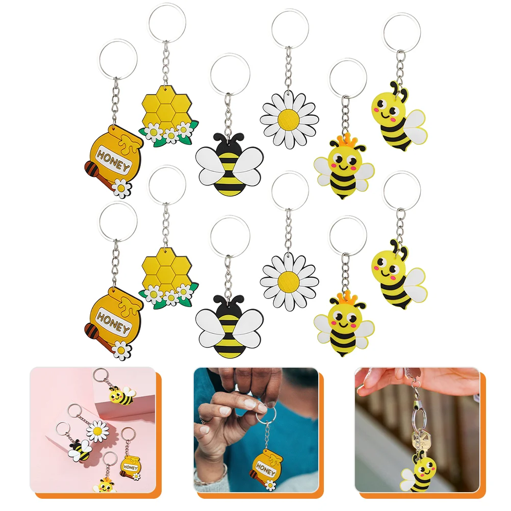 

12 Pcs Bag Honeycomb Decorations Key Chain Baby Purse Accessories Ring Backpack Metal Child