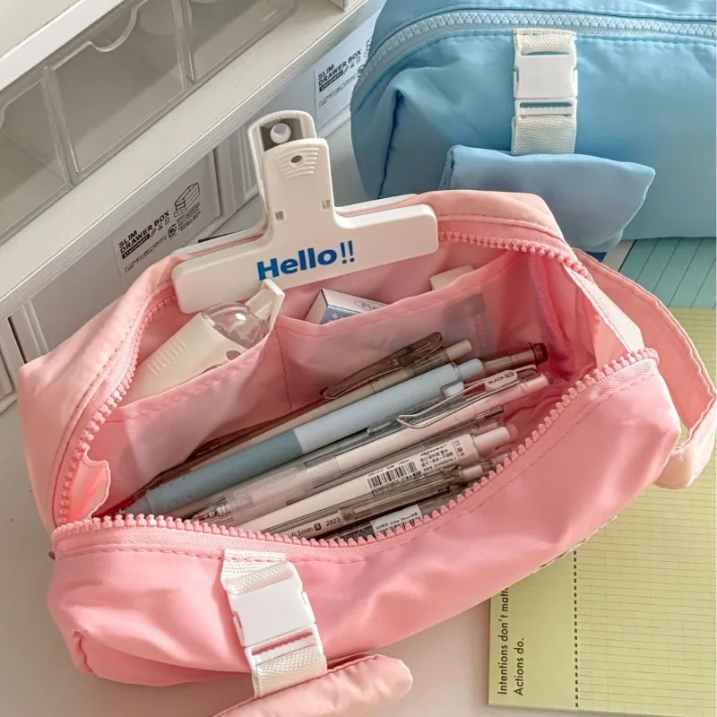 

Цельный милый повседневный корейский пенал для детей и девочек, однотонный канцелярский гелевая ручка, органайзер для заметок с подвеской, сумка в подарок