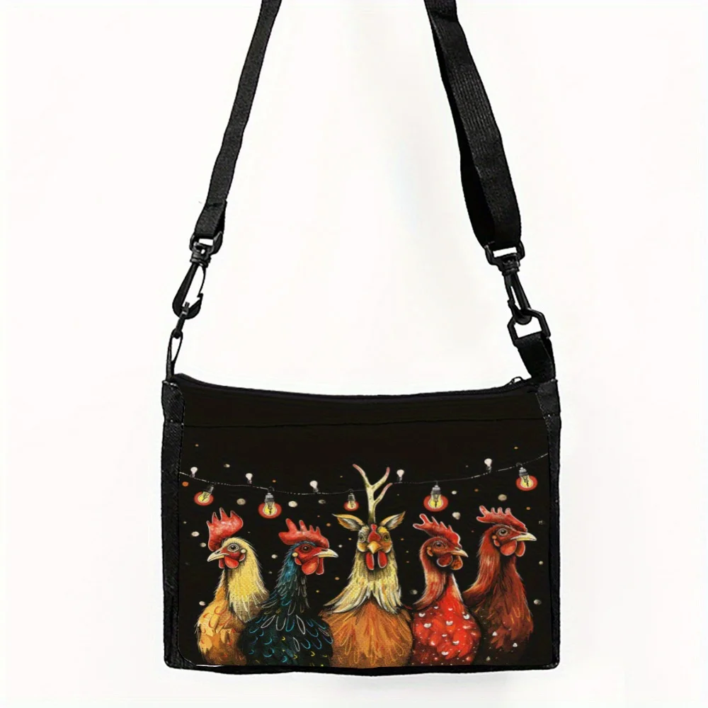 

Christmas Art One-Shoulder Crossbody Bag with Zipper, Hand Washable, Adjustable Straps, Suitable for Outing and Gifts