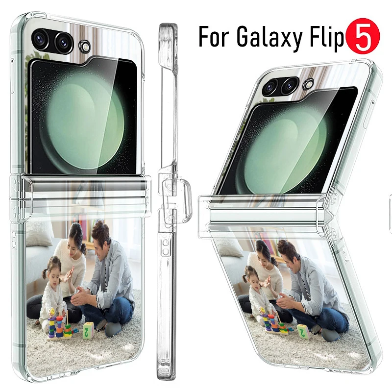 Personalized Customized Photo Folding Phone Case For Samsung Galaxy Z Flip 6 5 4 3 5G Design Picture Name Shockproof Hard Cover