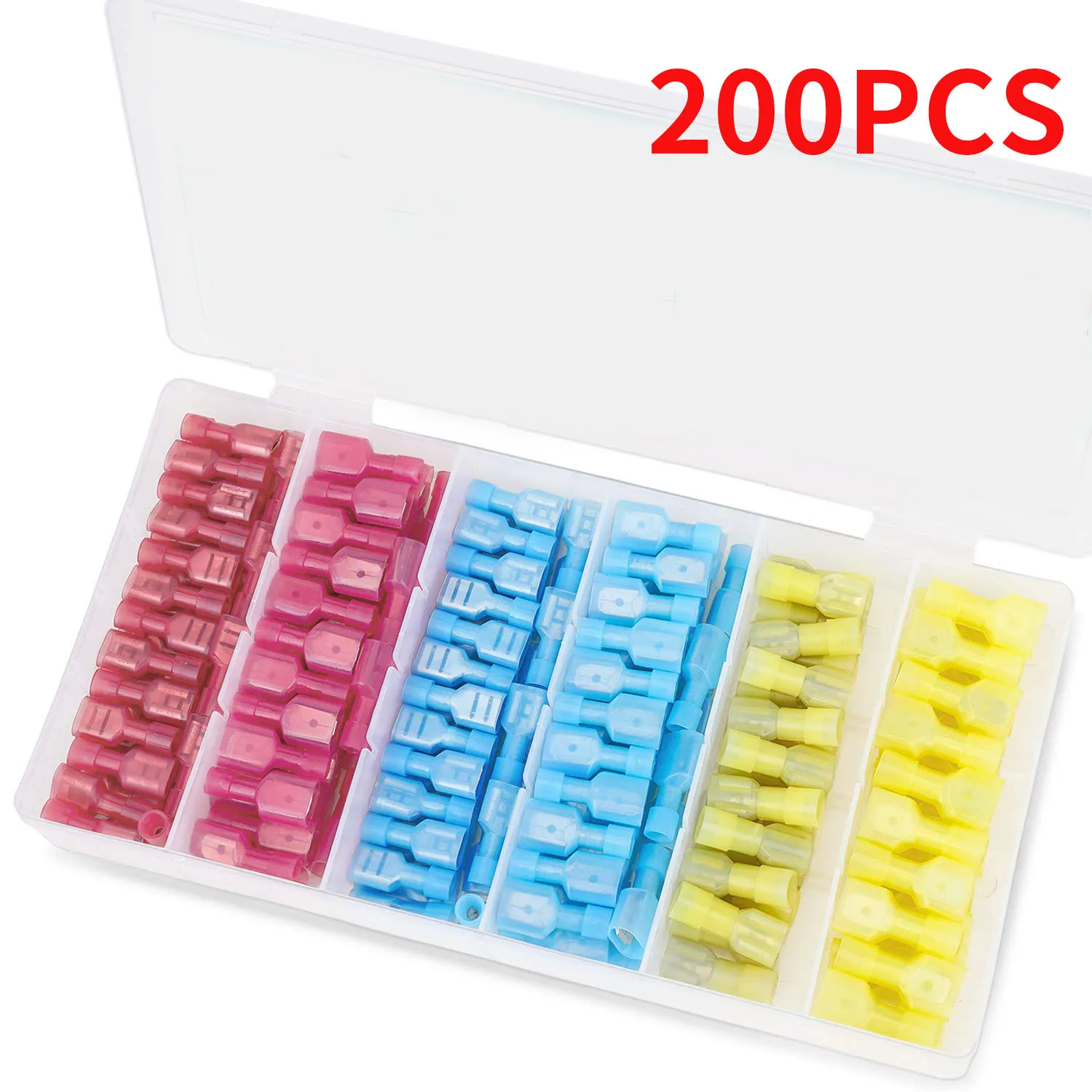200Pcs Plug Spring Nylon Fully Insulated End Male And Female Butt Joint Plug Spring Insert Cold Pressing Terminal Block Kit