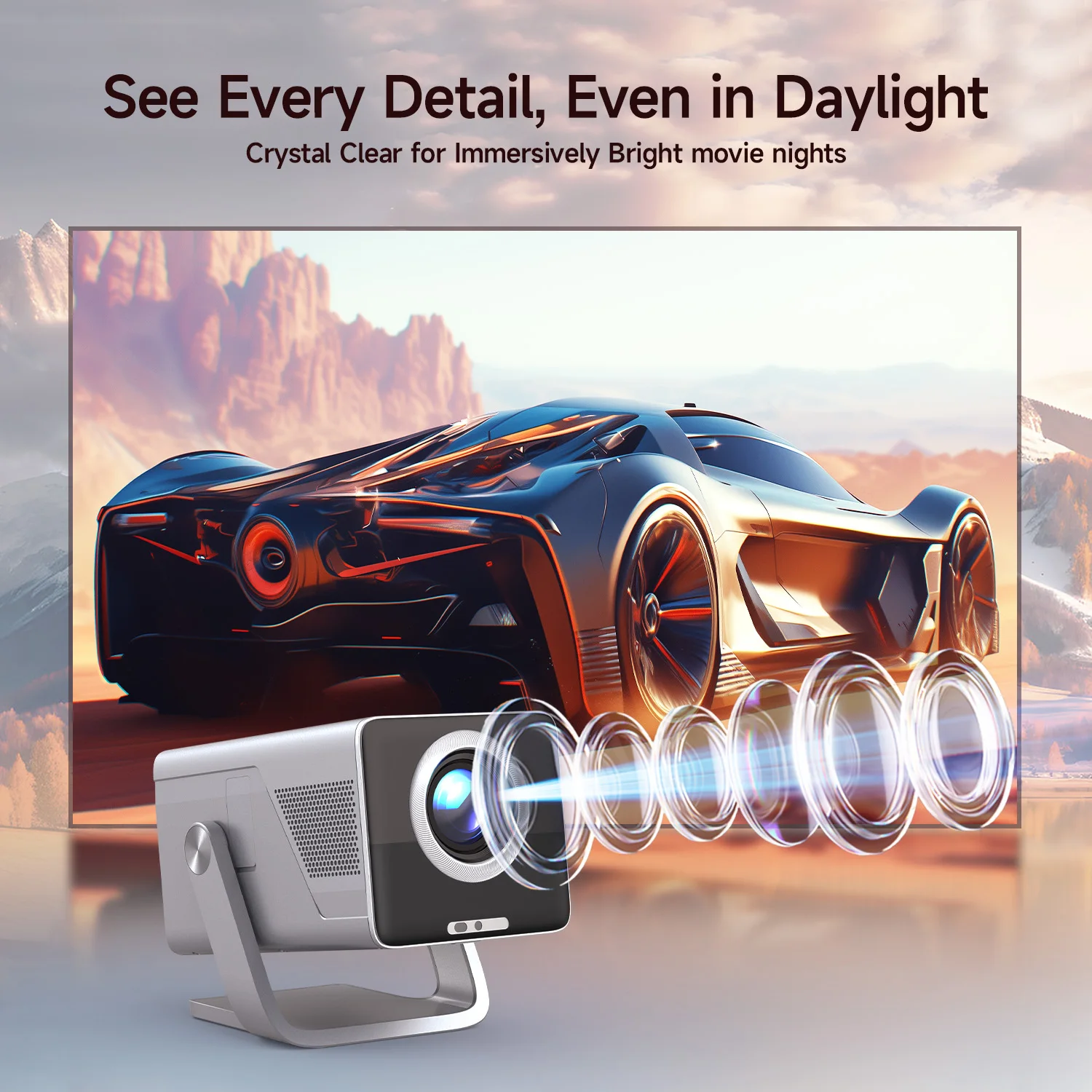 1000ANSI Projector With 5W Speaker WiFi6 BT5.4 Outdoor Video Home Theater Projector 8K Support HD 1080P X7