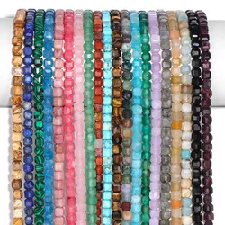 5mm Natural Stone Faceted Square Beads Charm Loose Agates Garnet Quartz Crystal Beads for Jewelry Making Diy Accessorie Finding