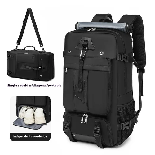 Imagen 1 del producto Bolsa de viaje de gran capacidad de 55L para hombre, maleta para portátil de 15,6 pulgadas, mochila multifunción impermeable, bolsas para acampar al aire libre