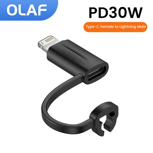 Olaf USB C타입 라이트닝 어댑터, 고속 충전, 아이폰 14, 13, 12, 11, C타입 암에서 라이트닝 수컷 어댑터 변환기, 30W 