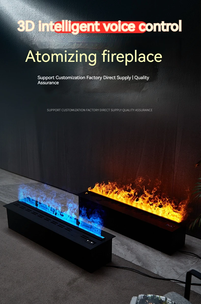 3D Atomized Fireplace No Risk Artificial Flame Decorative Fireplace Humidifier Remote Control Home Indoor Steam Fireplace Stove