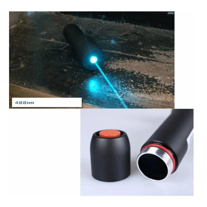 Mini Waterdichte 488nm 1Mw Cyaan-Blauwe Laser Pointer Focussable Led Zaklamp 105X32Mm