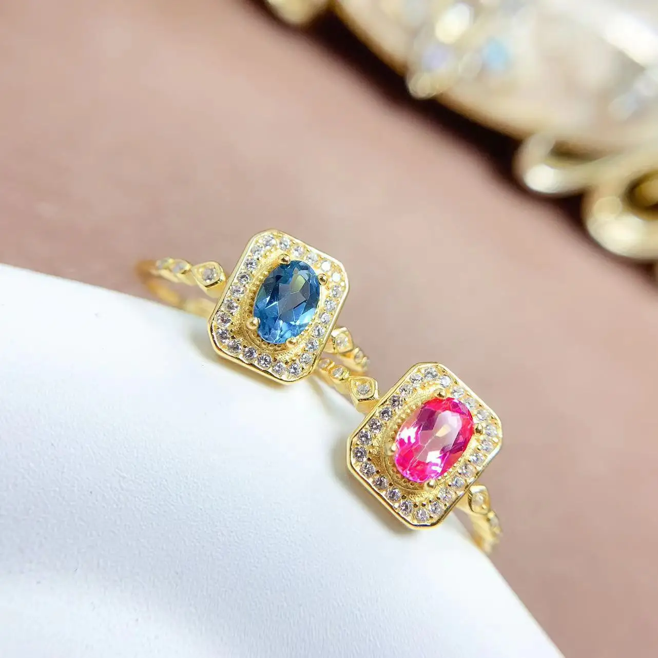 

Natural Topaz Simple 925 Silver Topaz Ring for Daily Wear 4mm*6mm VVS Grade Silver Ring Sterling Silver Topaz Jewelry