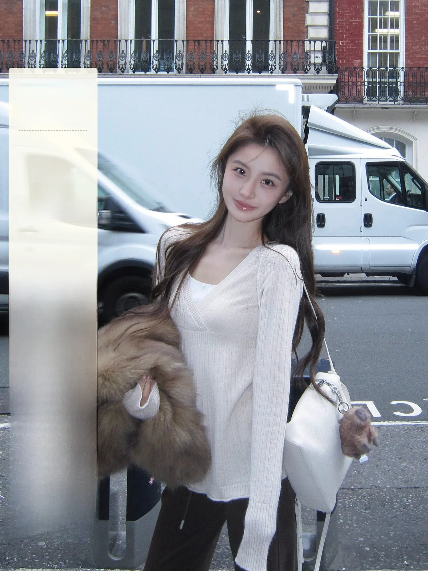 

YUYUREAL Женский вязаный пуловер с V-образным вырезом и длинными рукавами из кроличьего пуха, в японском стиле, с перекрестным воротником, модель Petz Girl