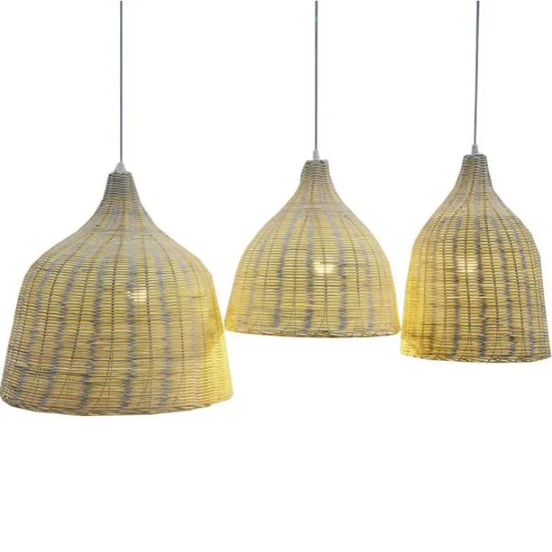 Bamboo woven rattan art wine glass lantern outdoor wedding arrangement window ceiling decoration rattan chandelier
