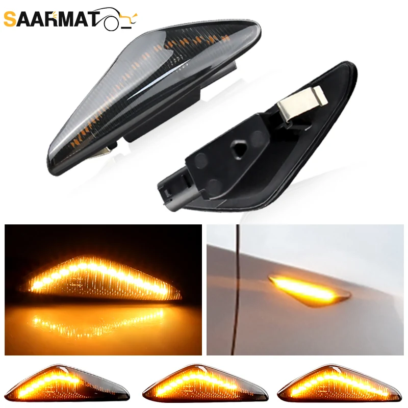 Image of 2 stücke Geräucherte Linse Gelb Licht LED Dynamische Seite Marker Blinker Lichter Für BMW X3 F25 X5 E70 X6 E71 e72 OEM # 63137171007