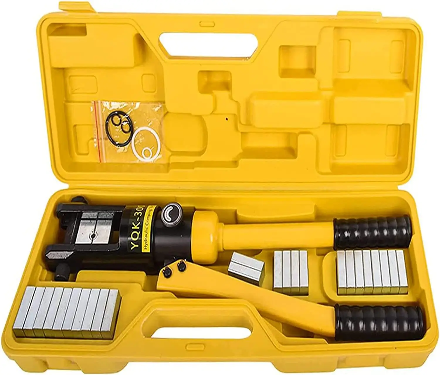 16T Hydraulic Crimping Tool for Battery Cables, 8 AWG to 600 MCM, with 13 Dies and 0.87 Inch Stroke