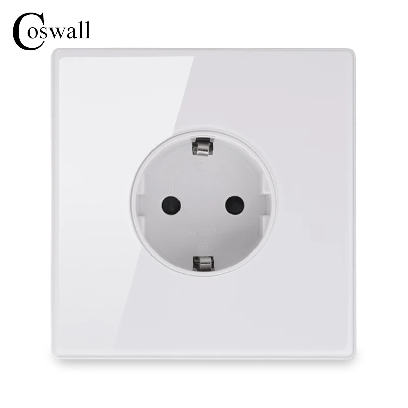 Full Screen Integrated Glass Panel EU/French Standard 16A Flame Retardant Wall Power Outlet With Type A-C 2usb Charging Port
