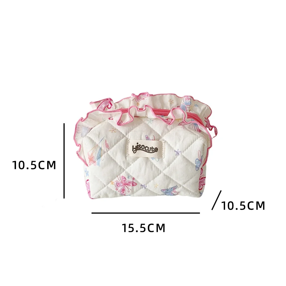 

Cute Cosmetic Butterfly Lace Bag Gift Office Daily Use Flower Zipper Stationery Makeup Pouch Women Portable Toiletry Organizer