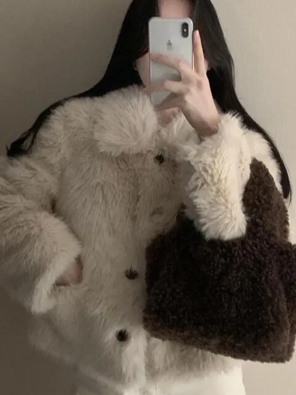 Koreaanse Sle Vintage harige damesbovenkleding Warme kunstbontjas Winter Nieuwe Sle High-End Sensation Age-Defng Top