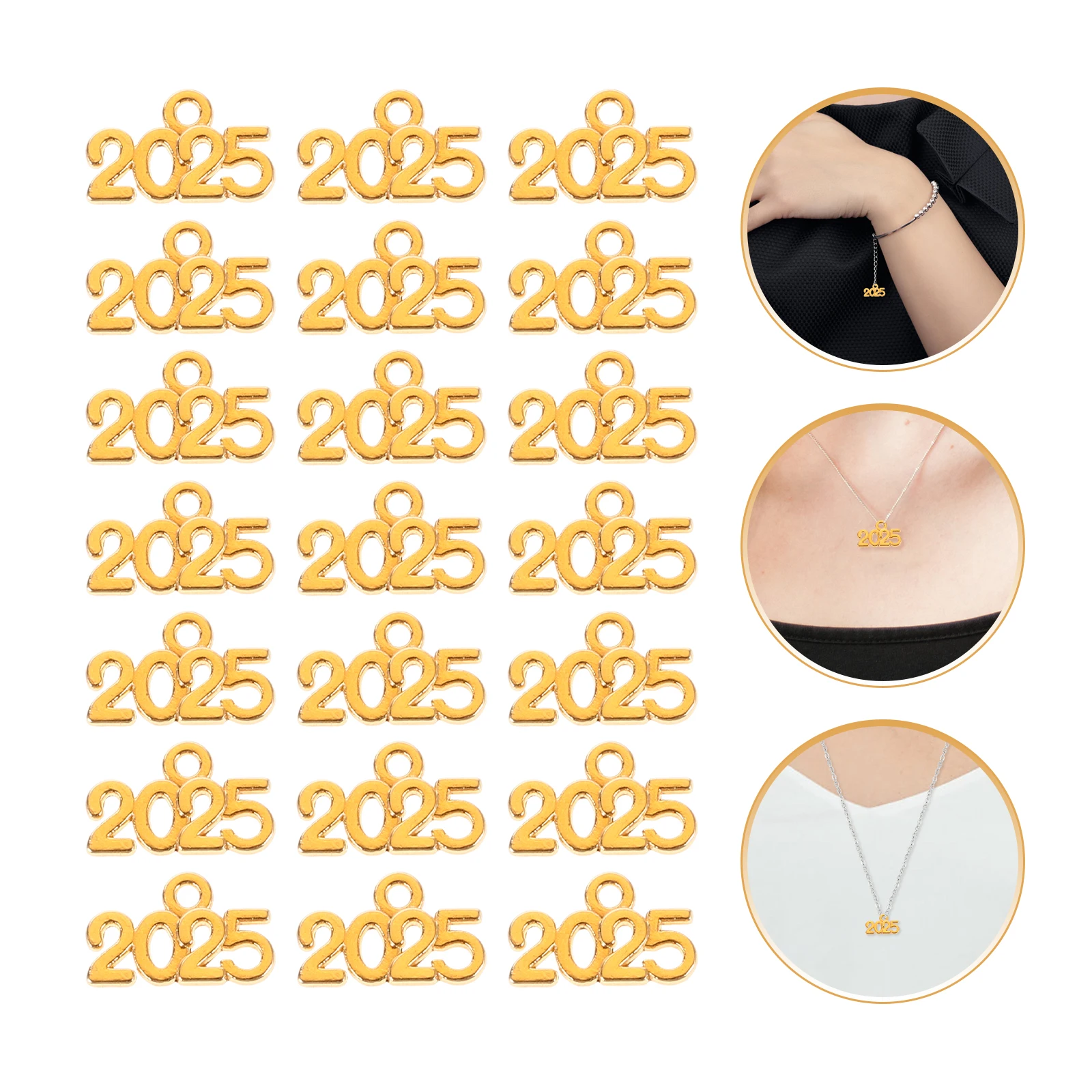 

100 Pcs 2025 Pendant Charms Pendants Alloy DIY for Necklace Number Bracelet Making Graduation Jewelry