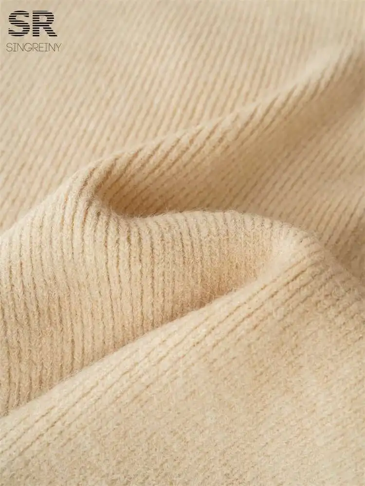 

BabYoung Winter Cashmere 2Pcs Suits Women Long Sleeve V Neck Button Design Cardigan+Elastic Slim Skirt Knit Casual Thick Sets