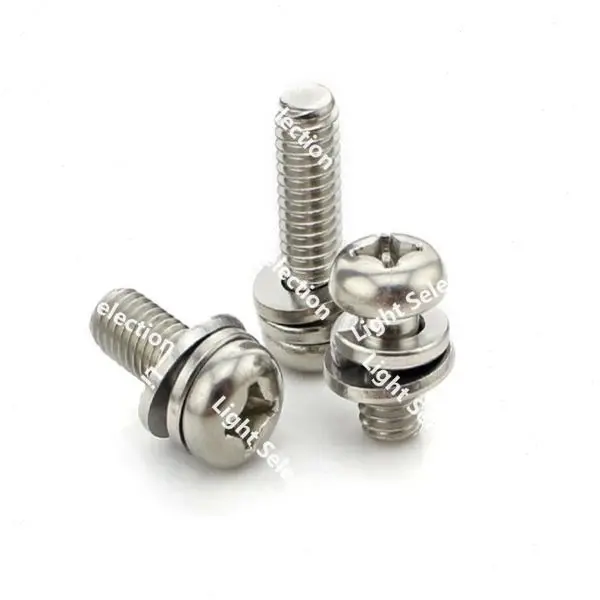 

Selection 201 304 stainless steel three-combination cross round head machine wire round tooth screw general material pan head