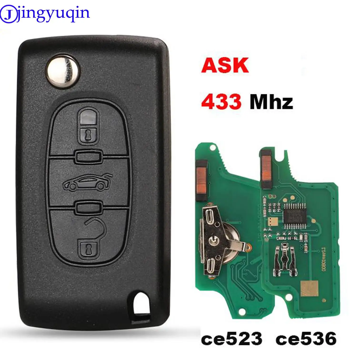 Jingyuqin 433Mhz ASK FSK Chiave Per Peugeot 207 307 407 208 308 408 607 per CITROEN C1 C2 C3 c4 C5 Berlingo Picasso CE0523 Ce0536