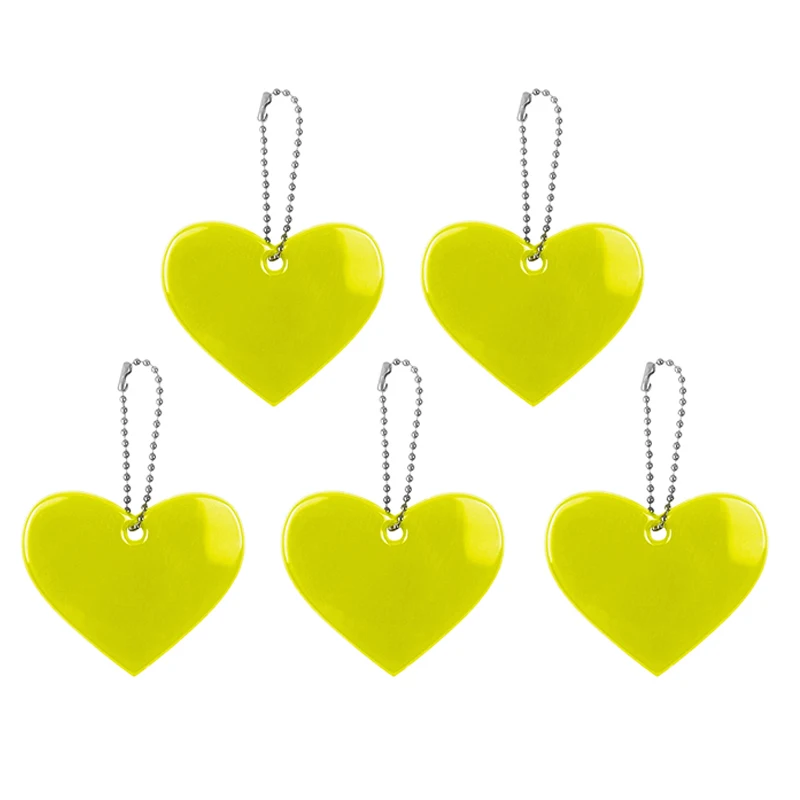 5Pcs Cute Heart Shape Reflective Keychain Bag Pendant Accessories Doft PVC Reflector Keyrings For Visible Safety Au6 21 Dropship