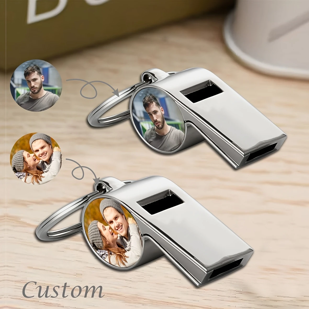 Personalized Photo Whistle Custom Sport Keychain Gift for Football Basketball Soccer Baseball Coach Teacher Appreciation Gift