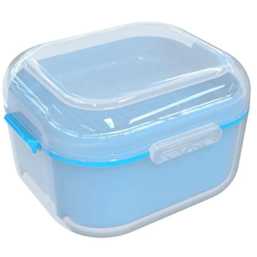 Denture Case, Denture Cup for Soaking Dentures Not Leak-Proof,Thorough Cleaning of Dentures, Retainer, Mouthguards, Clear Brace