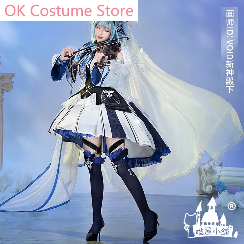 Anime! Genshin Impact EuLa World Of Requiem Snow Game Suit Elegant Dress Cosplay Costume Halloween Party Outfit Women