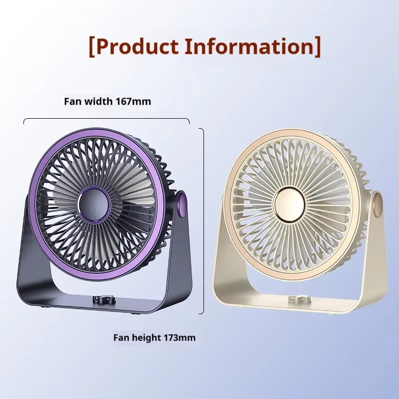 2 in 1 Portable Desktop Fan USB Rechargeable 5 Speed Fans Circulator Wall Ceiling with Lights Student Office Air Cooler