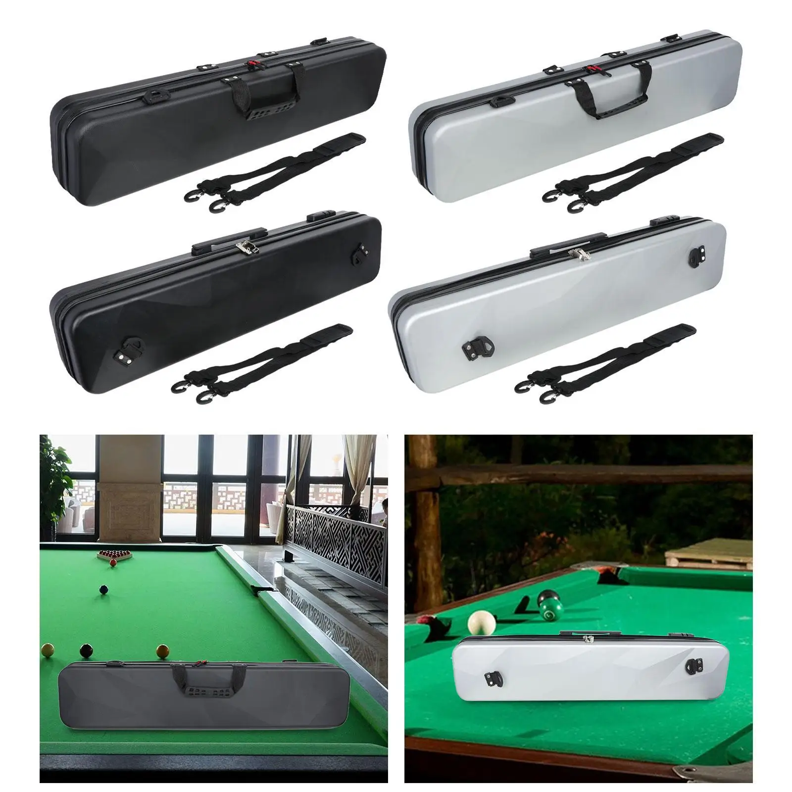 

Billiards Pool Cue Case PVC Hard Case 1/2 Split Club Bag Lightweight Waterproof Protective Pouch for Training Billiards Game