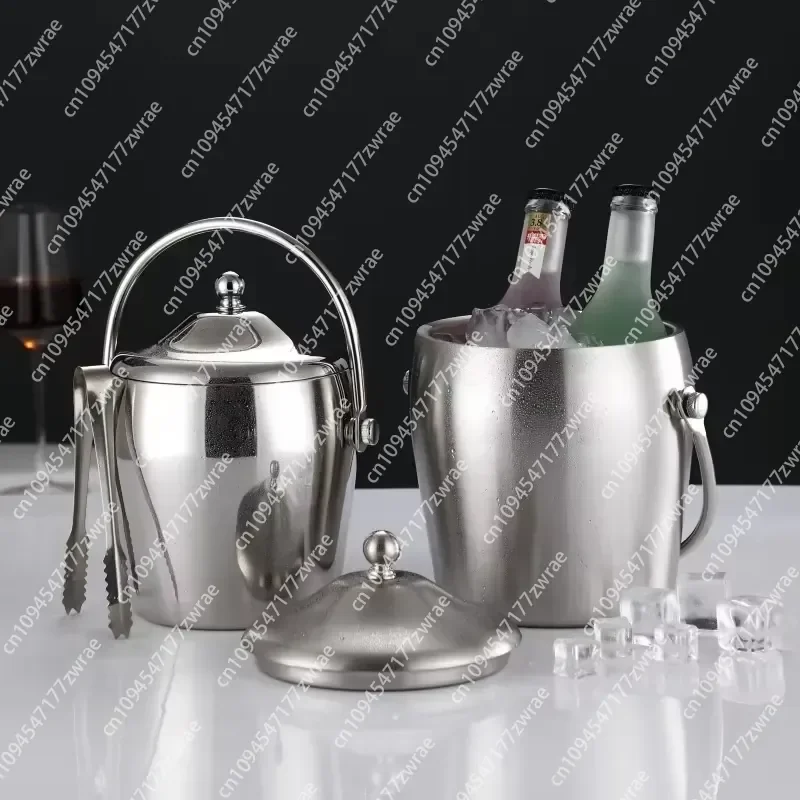 Wholesale Double Layer Stainless Steel Eco-friendly Insulated Ice Bucket with Lid 2L Capacity for KTV Bar Commercial Kitchen