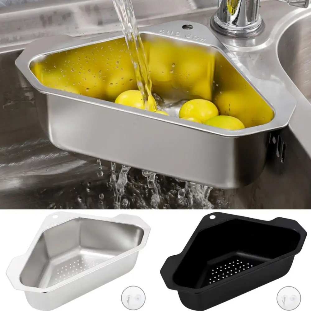 

Hanging Triangle Drain Basket Stainless Steel Space Saving Vegetable Drainer Multifunction Kitchen Storage Rack Basket