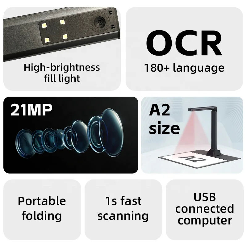 Kupar 21mp visual presenter portable usb document camera a2/a3 document scanner for Architectural and Engineering Drawings