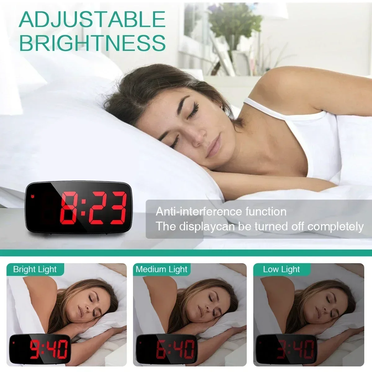 New Clock Voice Control Snooze Time  Alarm Clock Digital Time Temperature Display Night Mode Reloj Despertador Desktop Clocks